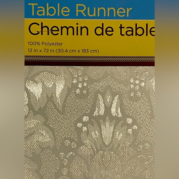 Elegant Home Collection Tan Table Runner(Chemin de Table)100% Polyester,12”x72” - Picture 2 of 2